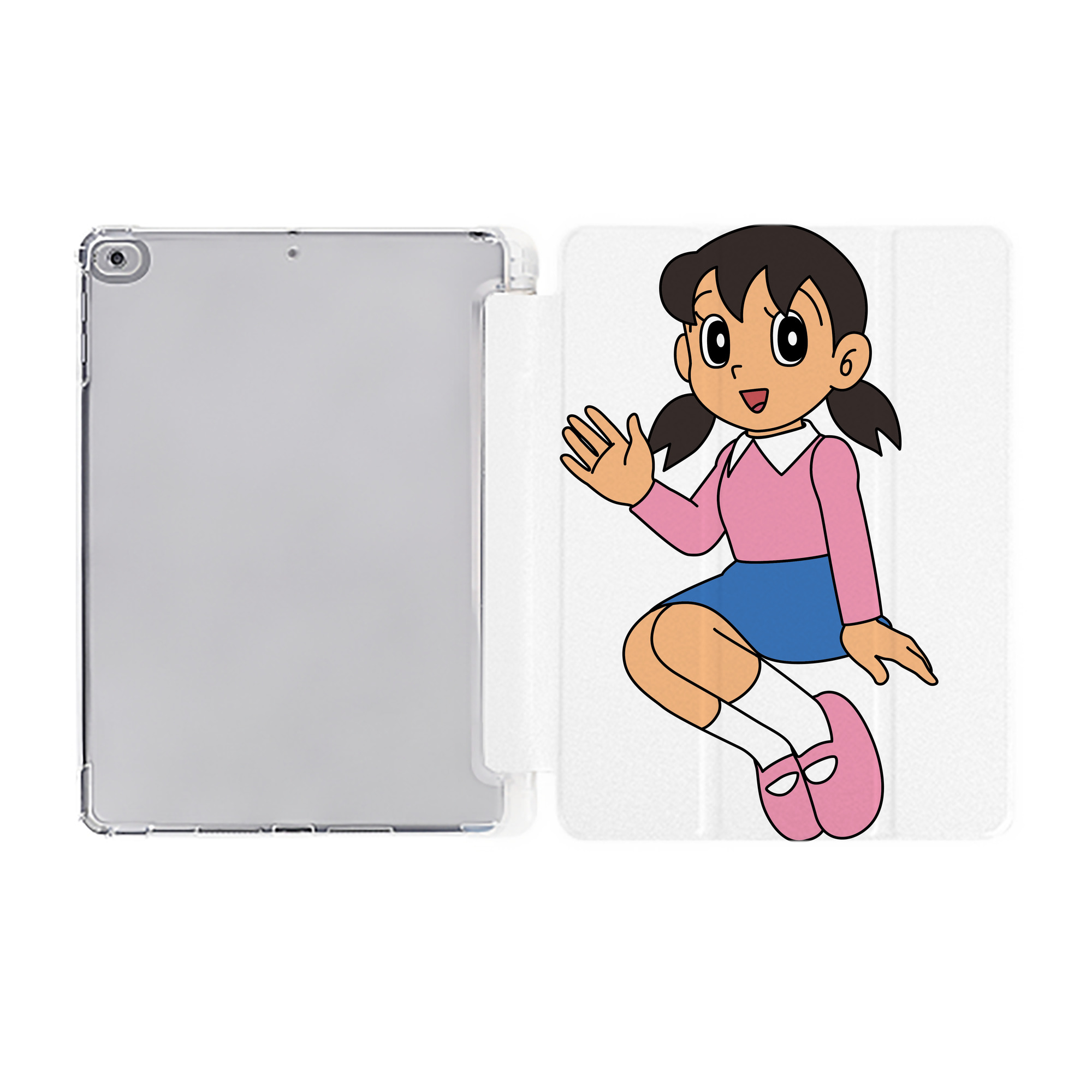 （画像用） ドラえもん みなもと しずか Doraemon Shizuka Minamoto IPad ケース ペン収納付き 三つ折りスタンド PUレザー×シリコン 対応機種9.5/10.5/10.9インチ